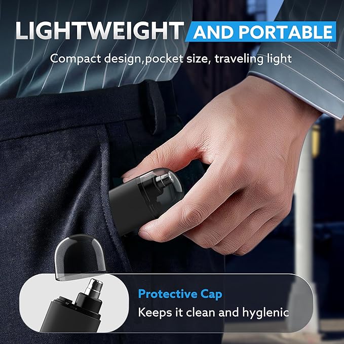 Nose Hair Trimmer for Men,Portable Painless Ear and Nose Hair Trimmer USB Rechargeable, 9000 RPM,360° Rotating Waterproof Dual Edge Blades Nose Trimmer Women (Black)