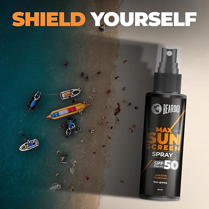 Beardo Max Sunscreen Spray for Men 50ml | Non-greasy Sunscreen | Suitable for Oily, Acne Prone Skin | Oil Free Sunscreen