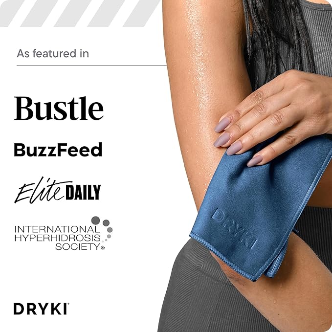Pocket-Sized Sweat Towels - The Original Sweat Absorbing Handkerchiefs - Quick-Dry Microfiber Sweat Rags for Face, Hands, & Body - Men & Women - Gym, Sports, and Work (Blue: 5 Pack)