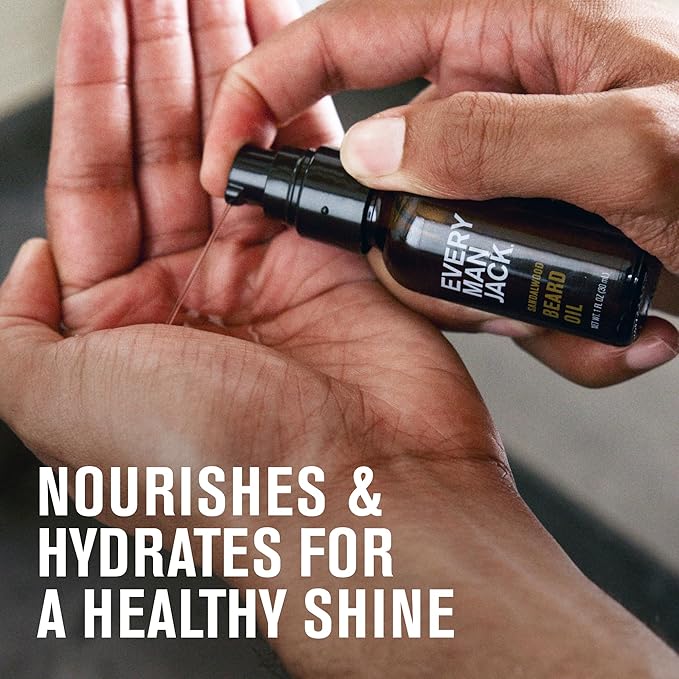 Every Man Jack Mens Beard Oil - Subtle Aged Bourbon & Sandalwood Fragrance - Deeply Moisturizes and Softens Your Beard and Adds a Natural Shine - Naturally Derived with Shea Butter - 1 fl oz (2 Pack)