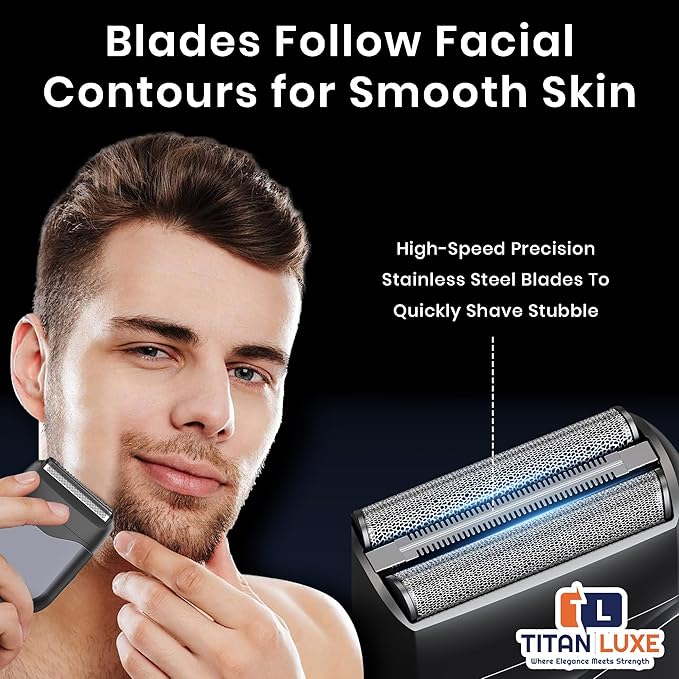 Electric Foil Shavers for Men, Mini Electric Foil Razor for Close Shaving Face with High Speed 3 Floating Blade Heads, Rechargeable IPX7 Waterproof Wet Dry Travel Locked Shaver/Led Display