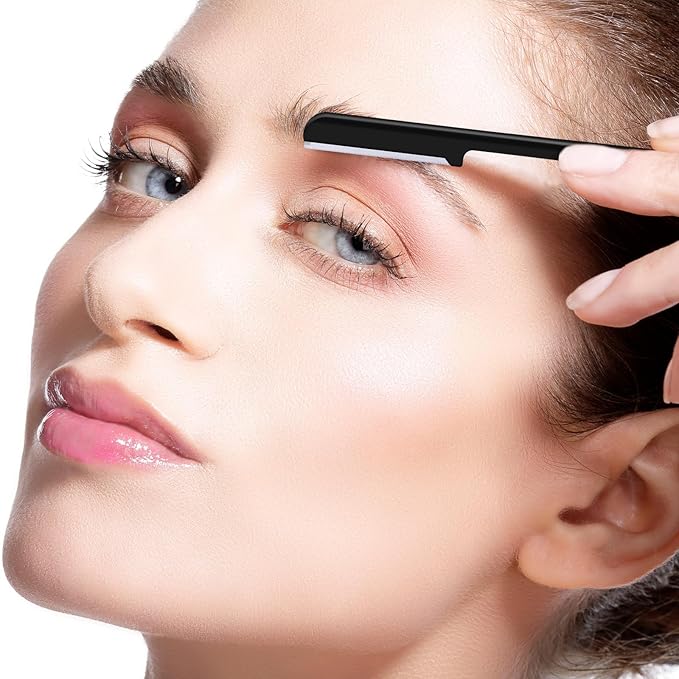 10 Pieces Eyebrow Razor for Women Facial Shaver Razor Brow Shaper Eyebrow Trimmer Dermaplaner Shaping Tool with Cover (Black)
