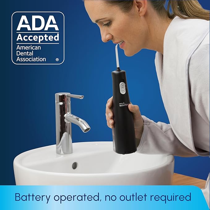 Waterpik Cordless Express Water Flosser, Battery Operated & Portable for Travel & Home, ADA Accepted, Waterproof for Shower Use, Black WF-02, Packaging May Vary