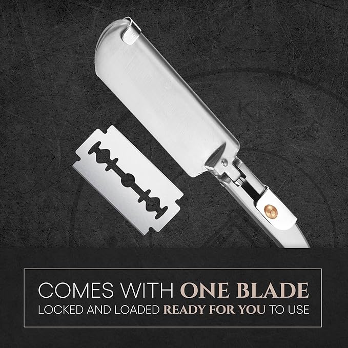Best Shavette Straight Razor - Replaceable Blade Straight Razor, Metal Handle Shavette, No Stropping or Honing Needed, Great For Beginners, Starter Blade, Hygienic, Close Shave, Leather Case