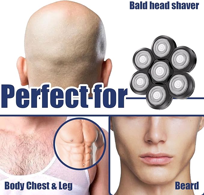 Universal Replacement Heads for Blade,Replacement Blades Compatible with Most Major Head Shaver Brands, Easy-to-Install Electric Razor Shaver Heads for Bald Men. (7 Black)