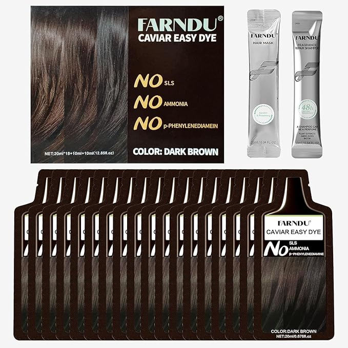 Dark Brown Hair Color Shampoo for Women Men Ammonia-Free & PPD-Free, Gray Hair Coverage Herbal Natural Hair Dye Shampoo 18 Pack