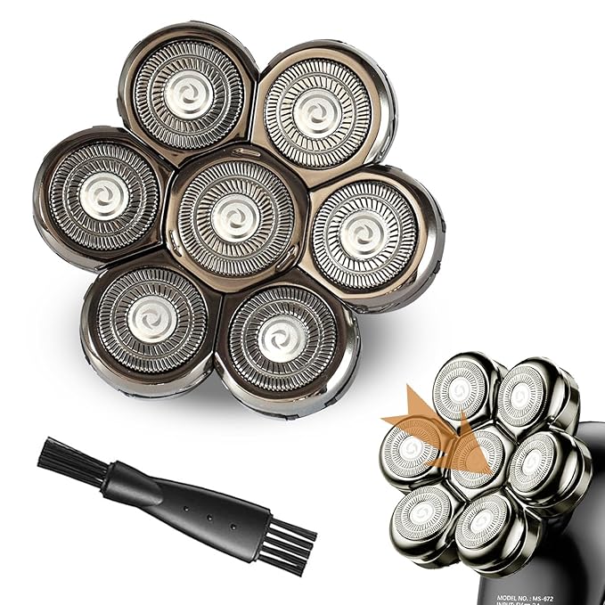 7D Blade Floating Replacement Heads for SHPAVER and Other Brand Head Shaver, Stainless Steel 7D Rotary Blades for Bald Men Rotary Shavers.