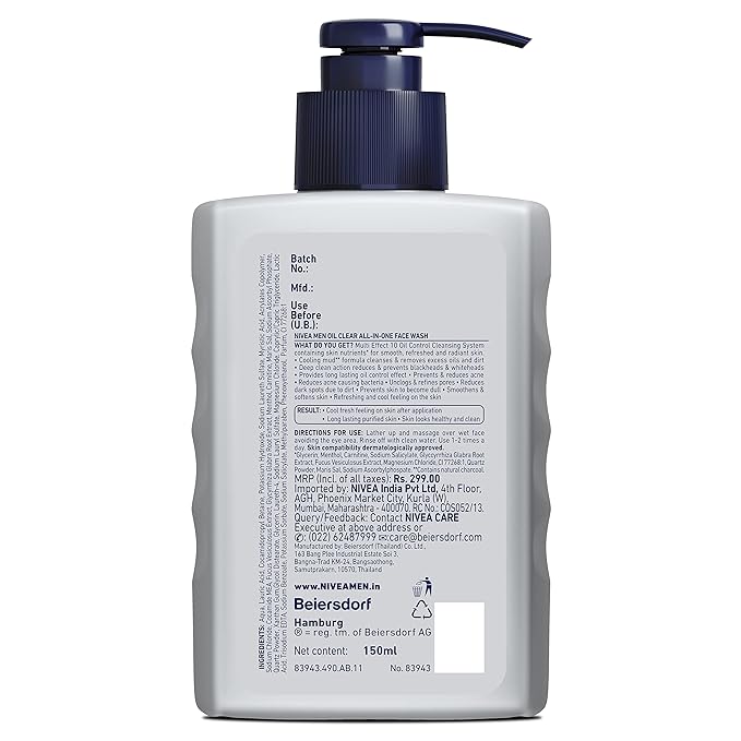 Nivea Men Oil Control All In One Face Wash - 150ml