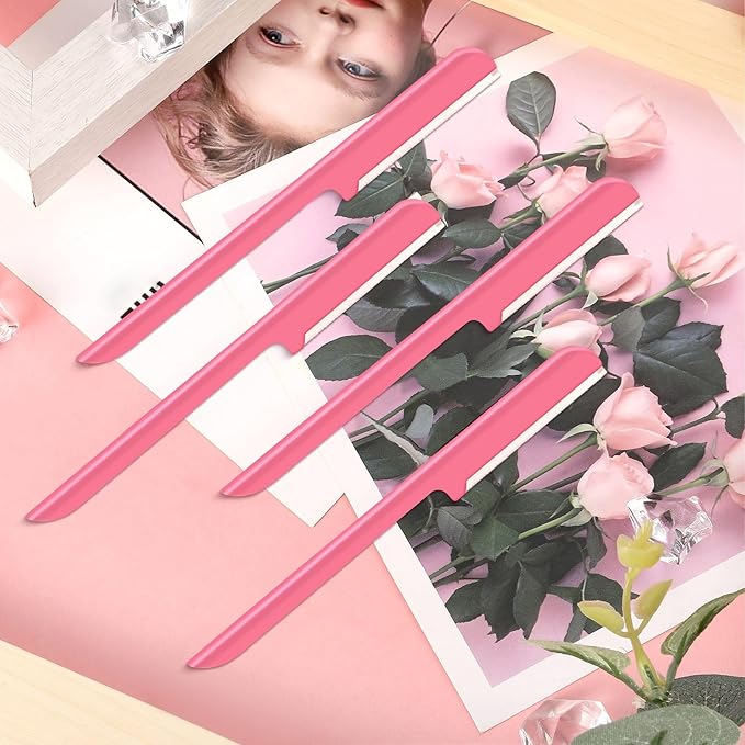 10 Pieces Eyebrow Razor for Women Facial Shaver Razor Brow Shaper Eyebrow Trimmer Dermaplaner Shaping Tool with Cover (Pink)
