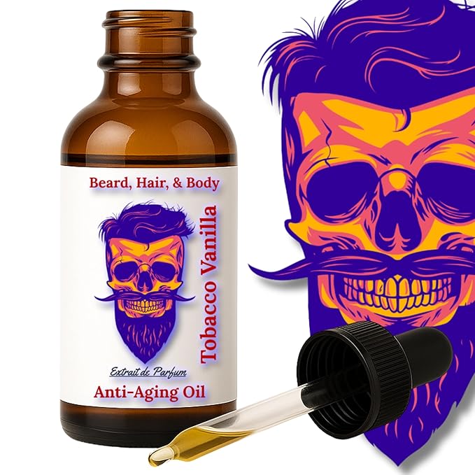 2oz TOBACCO VANILLA | Cologne Scented Beard Oils For All Men, Beard Growth and Conditioner | Dry Flaky Dandruff skin | Oily Skin | 11 Natural Anti-Aging Oils