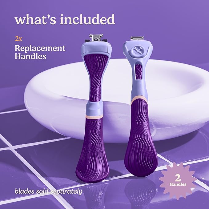 Dollar Shave Club for Women | Purple Wavy Grip Handle 2 Pack | Lightweight, Ergonomic Handles for Every Curve, Corner, and Tricky Spot | Razors for Women, Womens Razors for Shaving