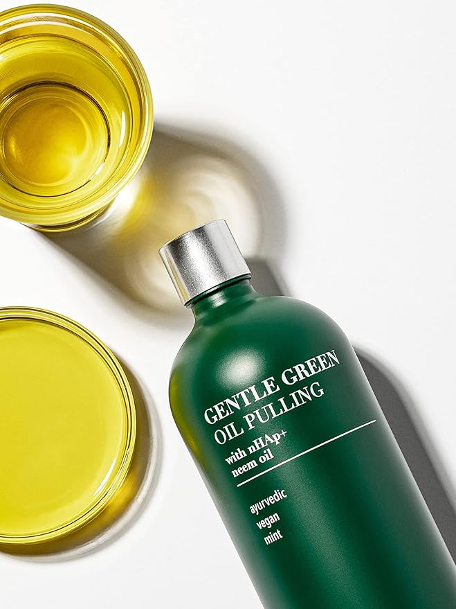 Terra & Co. Nano Hydroxyapatite Gentle Green Oil Pulling - Vegan Natural Mouthwash for Teeth and Gum Health – Alcohol-Free and Fluoride-Free - Made with Cold Pressed Plant Oils | 6.75 oz