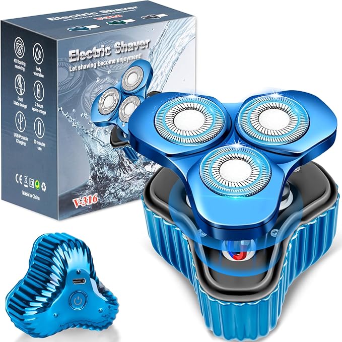 Mini Electric Shaver for Men,Pocket Size Washable Electric Razor,Car and Travel Shavers for Men, Electric Shaver USB Mini Shaver Charging Suitable (Blue)