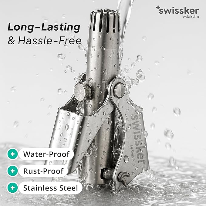 Swissklip Swissker Human Power Nose Hair Trimmer for Men | Manual Nose Hair Trimmer for Women I Stainless Steel Ear Hair Remover for Men & Women I Easy to Use Ear Hair Trimmers