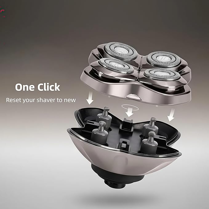 2Pack Professional Replacement Heads for Skull Shaver Pitbull Gold Pro, Silver PRO, Platinum PRO, Butterfly Kiss PRO, Diamond PRO Series… Floating 4 Heads for a Fast, Close and Smooth Shave