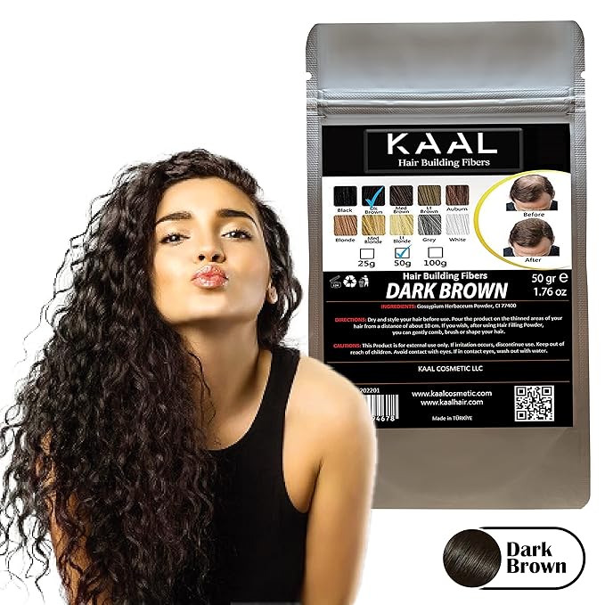 KAAL Hair Fiber Refill Pack | (1.76 oz, Dark Brown) Hair Concealer for Thinning Areas, Hair Texturizing Powder for Men and Women