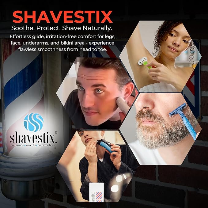 Travel Size Shaving Cream Stick 2.75 Oz | Barber Shop - Shaver Friendly Mens Hair Removal Cream Bar | Shavestix Shave Stick Sub Foam, Gel, Soap