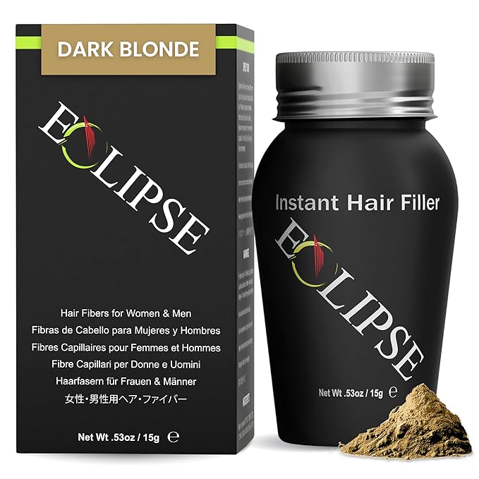 ECLIPSE Hair Fibers Dark Blonde for Thinning Hair for Women & Men to Conceal Hair Loss in 15 Seconds - 100% Undetectable Hair Building Fibers, 15g