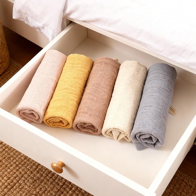 5 Pack Face Cloths Makeup Remover Cloth Cotton Wash Cloth Soft Muslin Washcloths Breathable Reusable Facial Towels for Skin Care Daily Absorbent Cleaning Travel Women Men Adults
