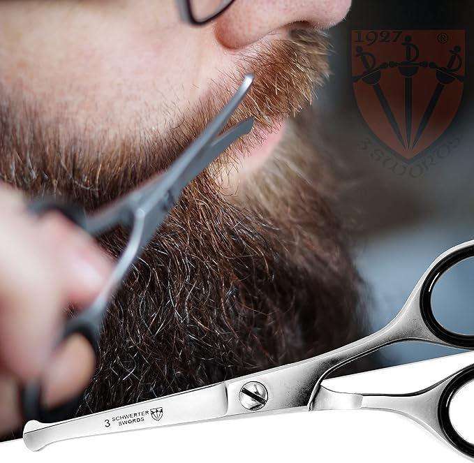 3 Swords Germany – professional NOSTRIL NOSE and EAR HAIR SCISSORS trimmer, stainless steel, straight blade rounded tip with black case for men and women