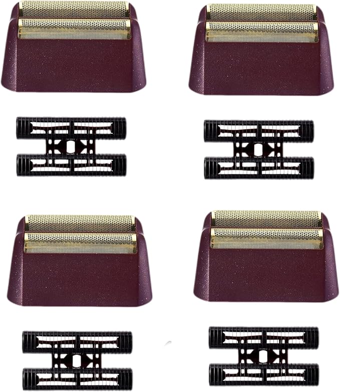Replacement Foil Professional 5 Star Series Finale Shaver Shaper Super Close and Cutter Bar Assembly Compatible with Wahl Shaver Foil Model 7043-100,7031-100 Replacement Heads(4 Pack Red)