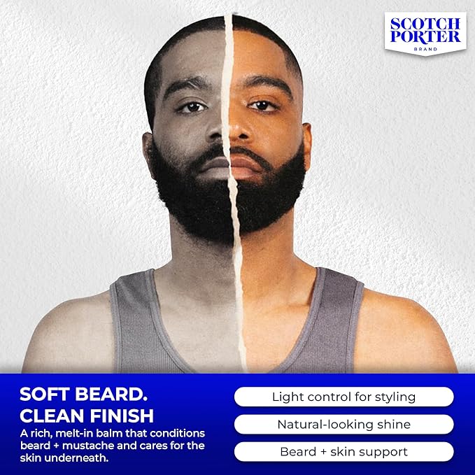 Scotch Porter Conditioning Beard Balm – Smooth, Shape, Moisturize & Soften Coarse, Dry Facial Hair while Encouraging Growth for a Fuller/Healthier-Looking Beard – Original Scent, 3 oz. Jar