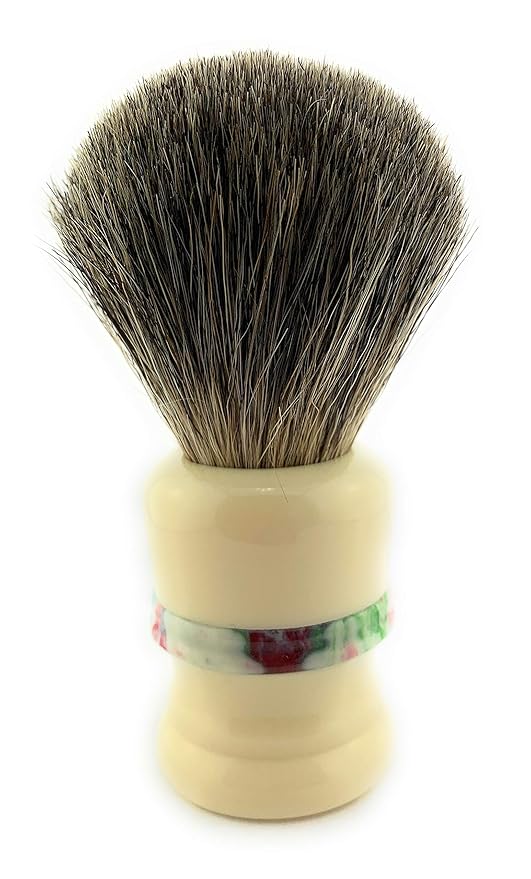 G.B.S Bristle Ivory with Black Stripe Shaving Brush, use any Soap Cream or Foam, Compliments All Razors and Mugs