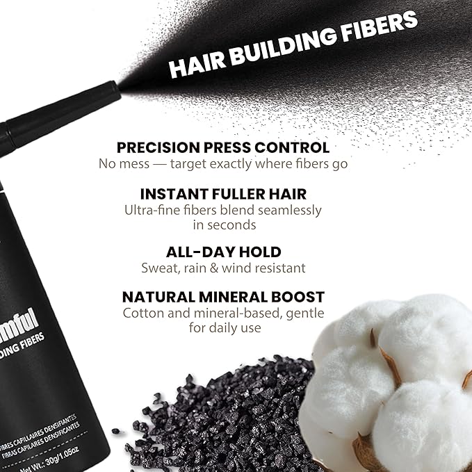 2PCS Hair Fibers for Thinning Hair, Hair Building Fibers Spray with Spray Applicator, Undetectable & Long-lasting, Instant Hair Coverage for Men & Women (Light Brown, 30g*2)