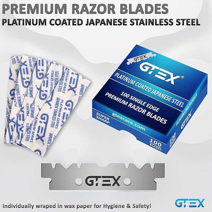 2 Straight Razor For Men (Yellow Black), 100 GTEX Premium Blades (Japanese Steel) - 2Pack Straight Edge With 100 Platinum Blades - Navajas Para Barbero - Barber For Men, Beard