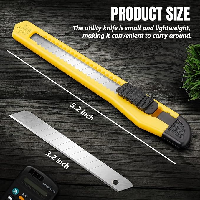 24-Pack Retractable Box Cutter | 9mm Snap-Off Blades with Lightweight Design | Carton/Plastic Opener for Home & Office | Exacto Knife Box Opener