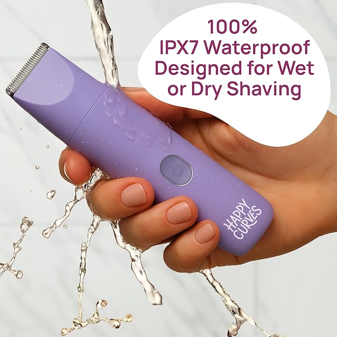 HAPPY CURVES Smoothie 2.0 Bikini Trimmer - Electric Razor for Women, Waterproof Hair Groomer with Adjustable Guards, Personal Shaver for Pubic Hair, Ladies Intimate Shaver and Body Trimmer (Mint)