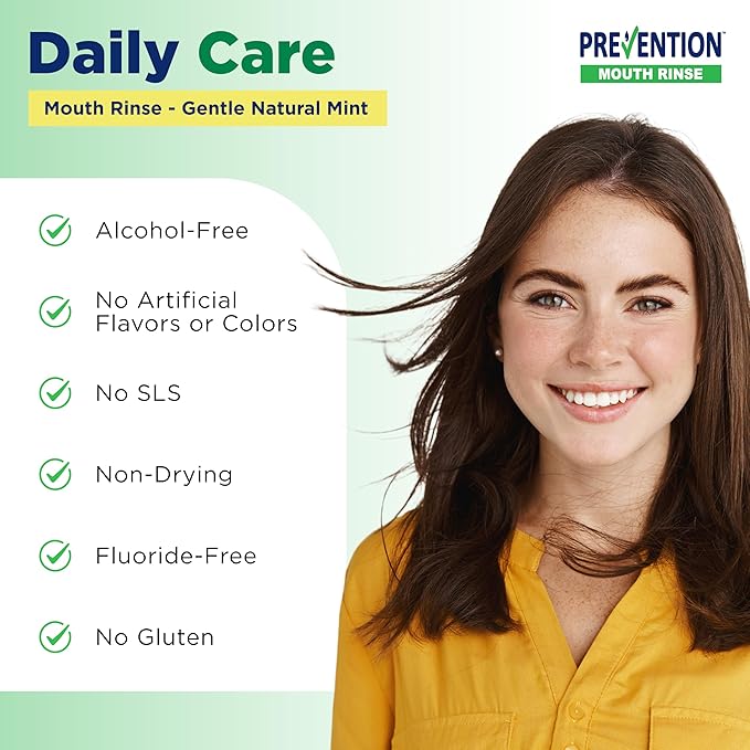 Prevention Daily Care Combo Pack, Alcohol-Free Mouthwash, Hydrogen Peroxide Teeth Whitening, 1 Bottle of Soothing Fresh Mint, 1 Bottle of Double Mint Menthol, Gum Care Oral Mouth Rinse 16 oz 2 Pack.