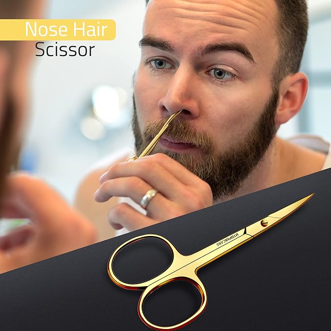 Utopia Care Eyebrow Scissors, Professional Stainless Steel Small Shears for Men and Women, Nose Hair Scissors for Grooming Mustache, Beard, Eyelashes, Ear Hair Trimming, Gold