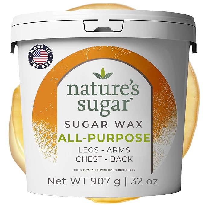 Nature’s Sugar Wax – All-Purpose Sugaring Paste for Legs, Arms, Back, and Bikini Line– Gentle Hair Removal Wax for Beginners and Professionals – Vegan, Cruelty-Free Formula for All Skin Types – 32 oz