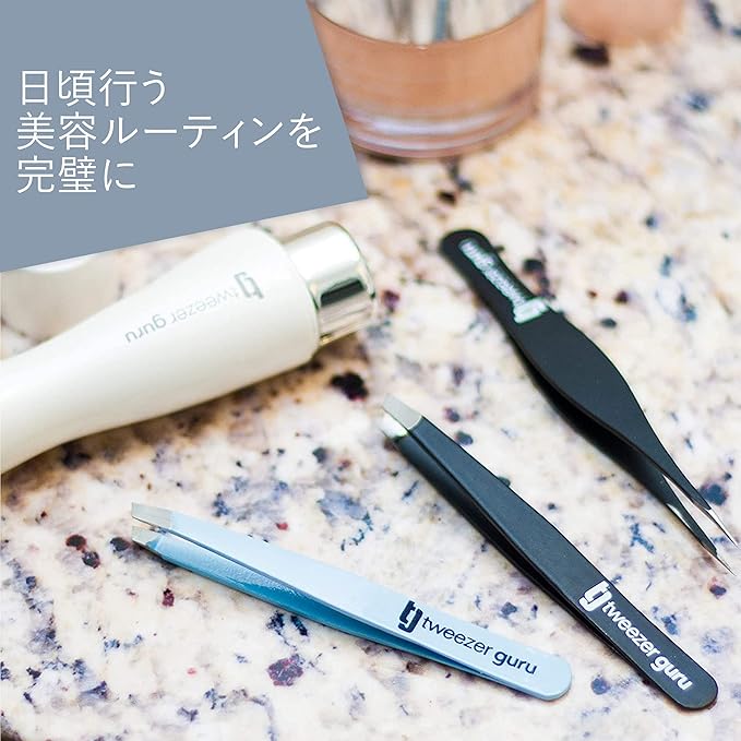 Tweezer Guru Eyebrow Tweezers for Women & Men - Set of 2, Professional, Stainless Steel, Slant and Pointed Tweezers for Ingrown Hair, Splinters and Blackhead Removal (Teal)