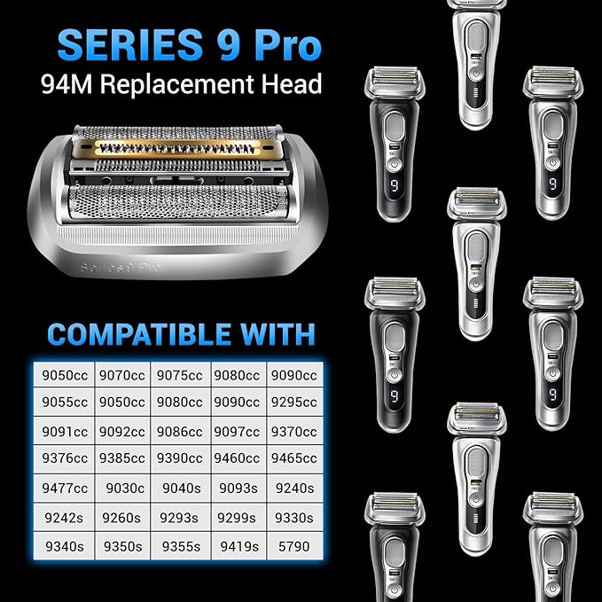 94M Replacement Heads Compatible with Series 9 Electric Shaver Replacement blades,for s9 Sport Replacement Head and Series 9 Pro Electric Razors 9290cc,9291cc,9370cc,9293s,9385cc,9390cc