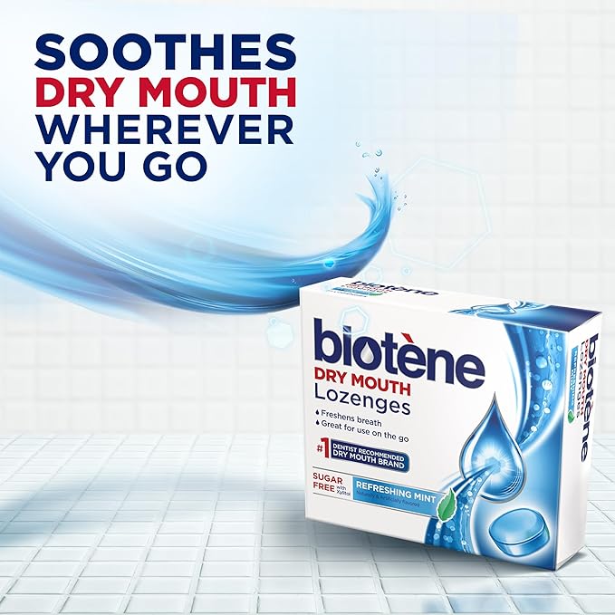 Biotene Dry Mouth Lozenges for Dry Mouth and Fresh Breath, Dry Mouth Relief and Breath Freshener, Refreshing Mint - 27 Count
