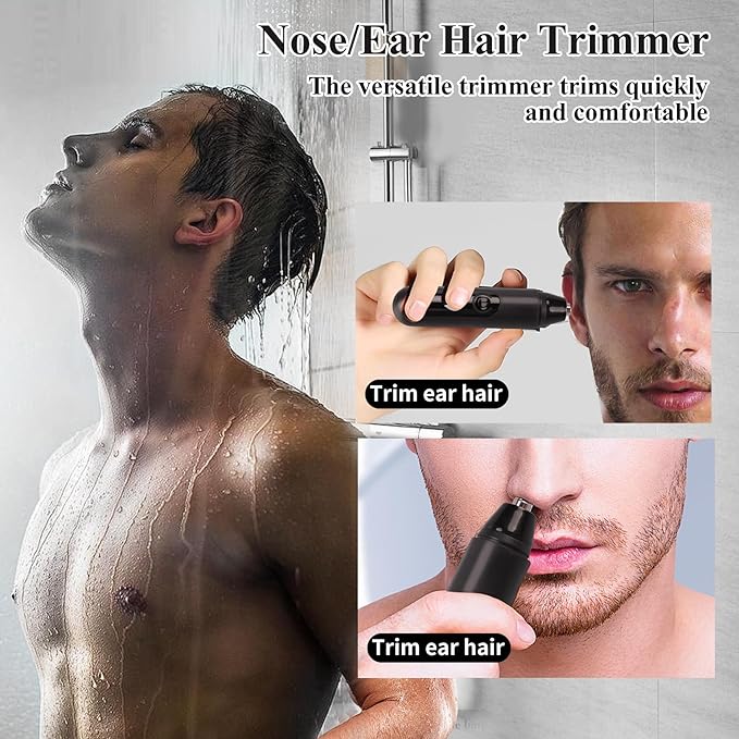 Nose Hair Trimmer for Mens and Women- 2025 Professional Painless Eyebrow & Facial Hair Trimmer for Men Women, Battery-Operated Trimmer with IPX7 Waterproof, Dual Edge Blades for Easy Cleansing Black