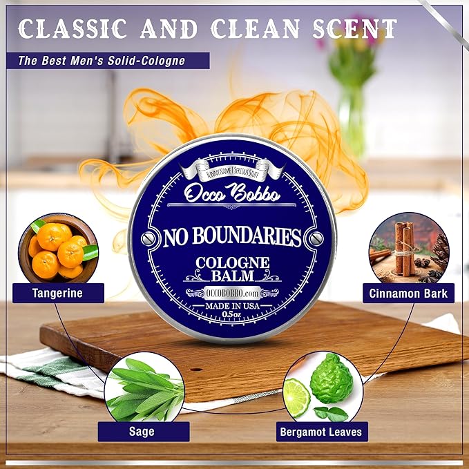 Handy Hound Occo Bobbo No Boundaries Solid Cologne - Classic and Clean Scent that Combines Woody-Fresh Musk Cedar and Citrus Notes - Made In The USA - All-Natural Ingredients - .5 oz