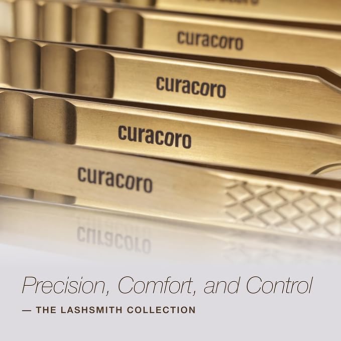 Curacoro Lash Tweezers - LashSmith 50° Long Tip Eyelash Tweezer for Isolation, Long Ultra-Firm Tip for Versatile Lashing Techniques