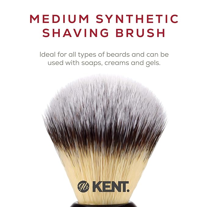 Kent BLK4S Shaving Brush with Ultra-Soft Silvertext Synthetic Bristles and Black Resin Handle to use with Shave Cream or Soap for a Perfect Lather. Luxury Shaving Since 1777, Made in England