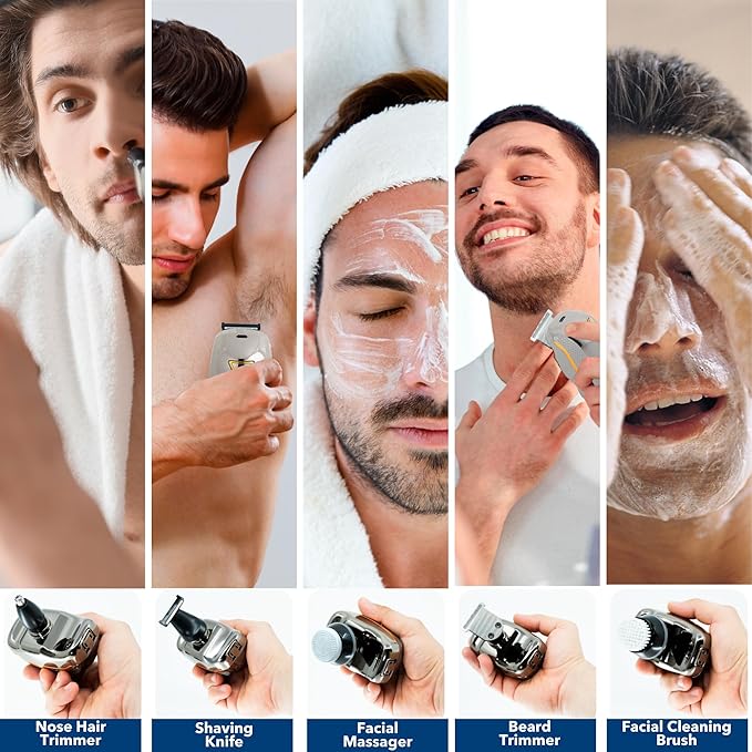 Head Shaver for Bald Man Cordless Electric Shavers - Detachable Heads Shavers for Men Waterproof Mens Razors for Shaving Rechargeable 7D Rotary Head Shaver,Nose Hair Trimmer,Ear Hair Trimmer for Men
