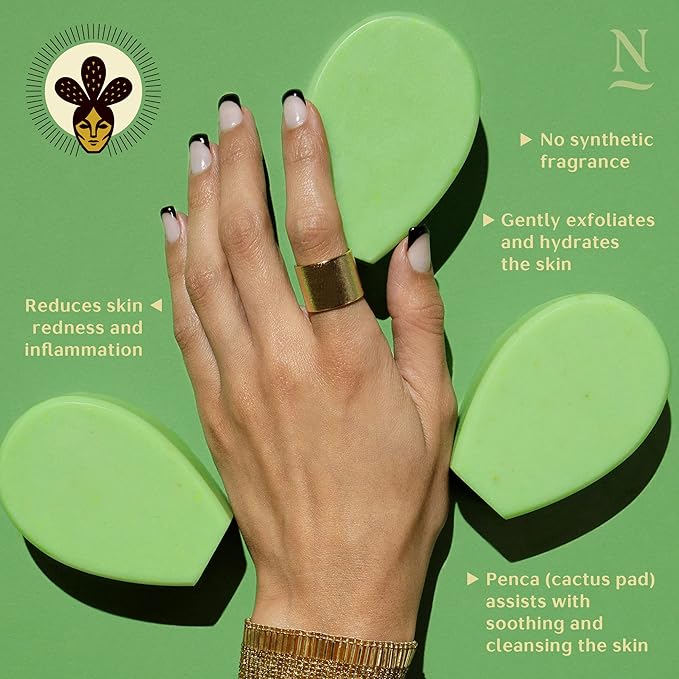 Nopalera Bar Soap, Lemongrass Essential Oils - Natural Body and Face Cleanser, Moisturizing and Exfoliating, Soft Skin Care Made With Clean, Vegan Ingredients, 4 oz