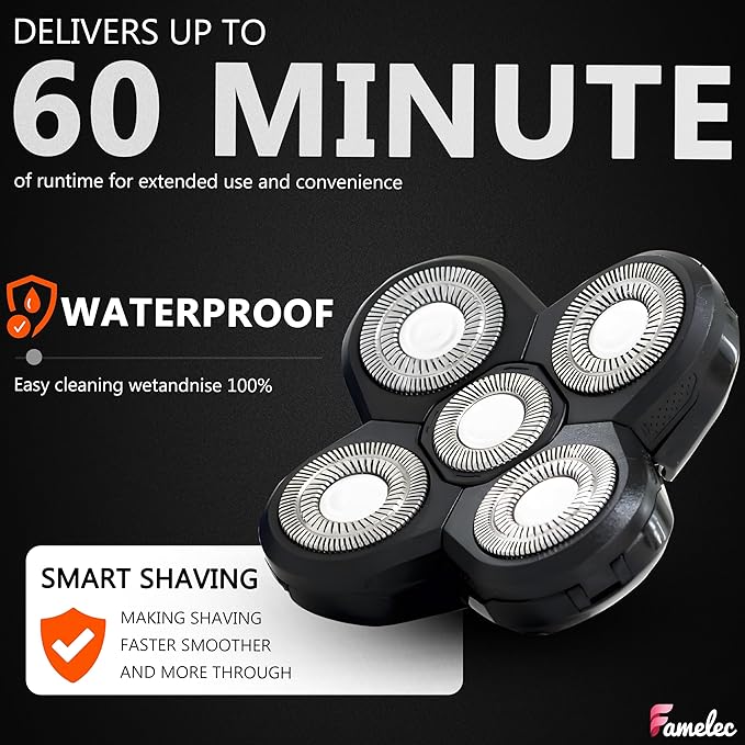 Upgraded Shaver Replacement Blades for Fre* Bi*d Replacement Blades, 5-Blade Rotary Electric Razor Head Shavers for Bald Men, Head Shaver Kit for Freedom, 2 Pack