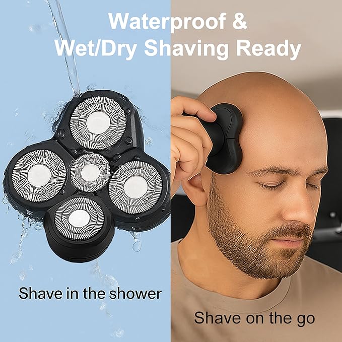 1 Pack Replacement Blades Compatible with Freedom Head Shaver, 5-Head Rotary Blade Refills for Bald Men Grooming, Electric Razor Heads for Head and Face Shaving with 1 Cleaning Brush