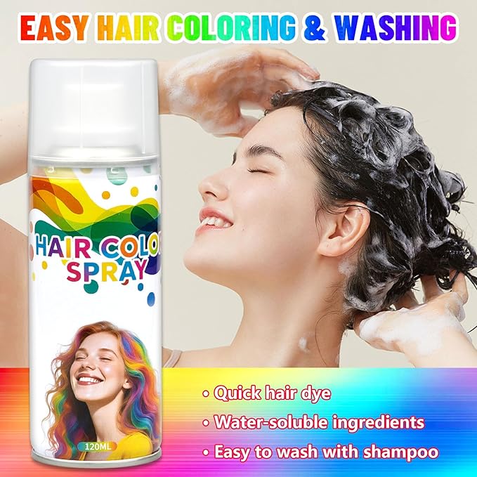 Temporary Blue Hair Color Spray& Wax - Washable One-Time Use Hair Color for Women, Kids, Adults - For Halloween, Cosplay, Parties, Festivals - Washes Out Easily (Blue)