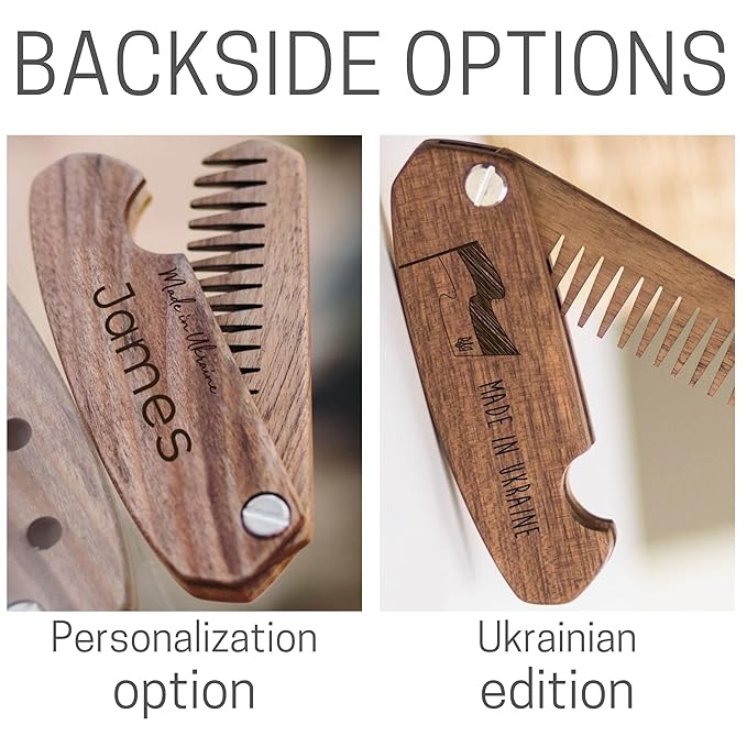 Beard Comb Personalized Gifts Anniversary Gift Wooden Brush Custom Comb Groomsmen Gift Hair Brush Pocket Brush Birthday Gift for Boyfriend (Walnut, Fear The Beard)