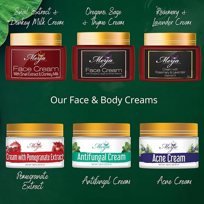 Merja Herbs Natural Anti Acne Face Moisturizer Cream with Helichrysum, Sage, Green tea, Lavender, Salicylic acid - Moisturizing Cream - Light Floral Fragrance 55ml 1.86oz