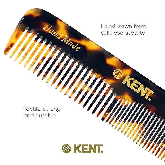 Kent OT Tokyo Yellow Fine Tooth and Wide Tooth Pocket Comb - Handmade Hair Comb for Men and Women and Kids, Pocket Beard and Mustache Comb, Saw Cut and Hand Polished Made in England