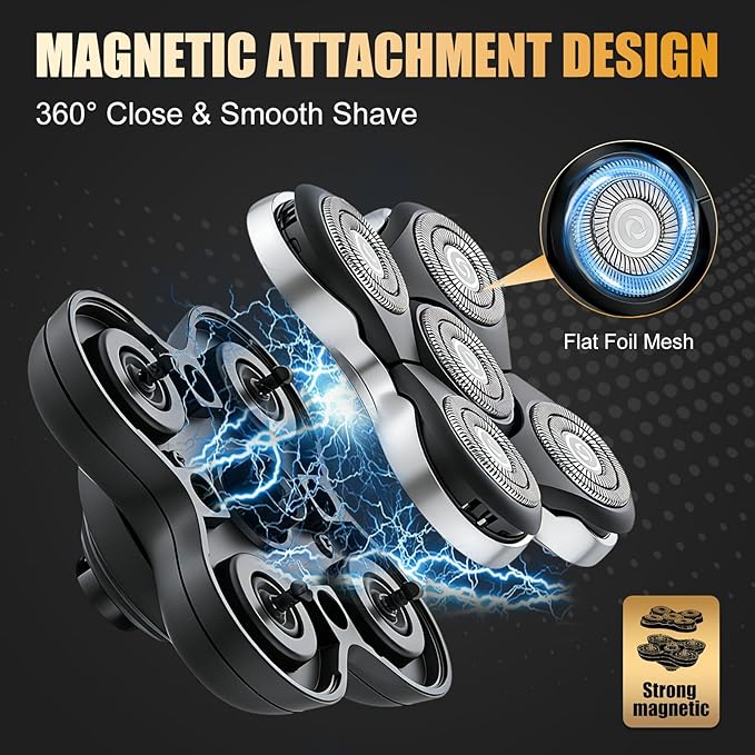 Upgraded Magnetic Replacement Heads for Skull Shaver, 5 Blades Compatible with Pitbull, Platinum Pro, Palm, Butterfly Kiss - Hypoallergenic Razor Heads (1Pack)